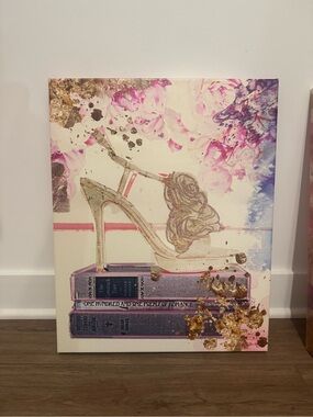 Oliver Gal Gold and Pink Floral Stiletto Canvas Art
